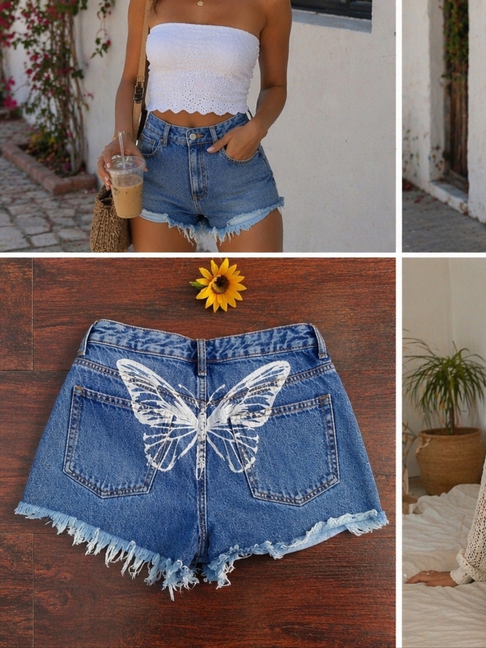 PACSUN BUTTERFLY HIGH RISE DENIM SHORTS 🦋